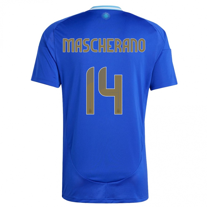 Kids Football Argentina Javier Mascherano #14 Blue Away Jersey 24-26 T-Shirt Za