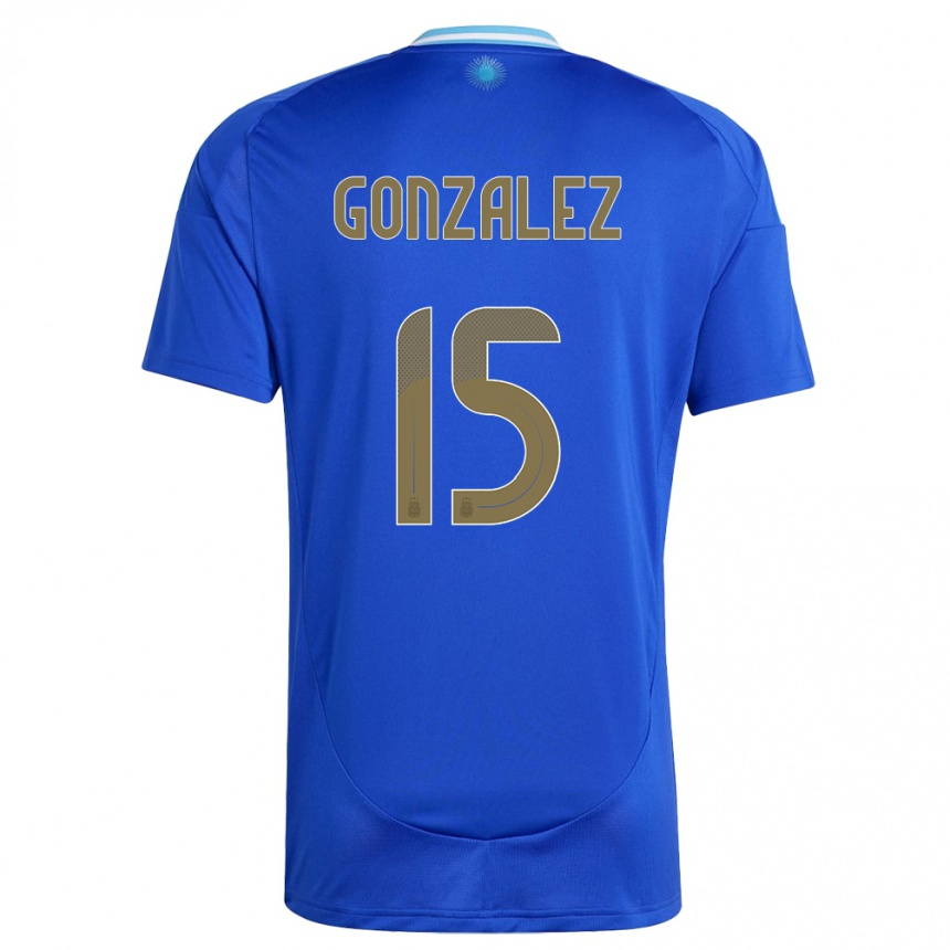 Kids Football Argentina Nicolas Gonzalez #15 Blue Away Jersey 24-26 T-Shirt Za