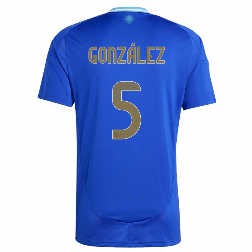 Kids Football Argentina Maximiliano Gonzalez #5 Blue Away Jersey 24-26 T-Shirt Za