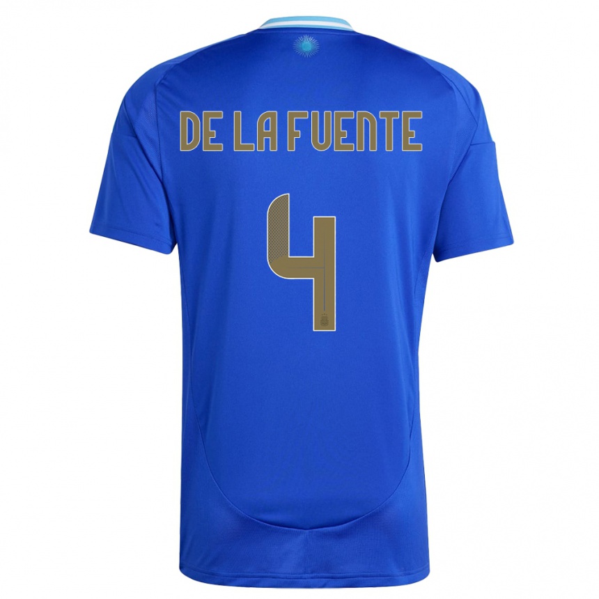 Kids Football Argentina Hernan De La Fuente #4 Blue Away Jersey 24-26 T-Shirt Za