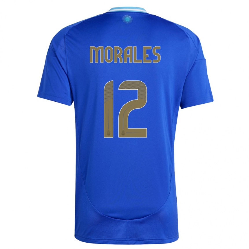 Kids Football Argentina Lautaro Morales #12 Blue Away Jersey 24-26 T-Shirt Za