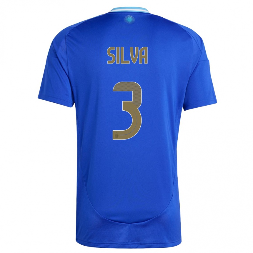 Kids Football Argentina Tomas Silva #3 Blue Away Jersey 24-26 T-Shirt Za