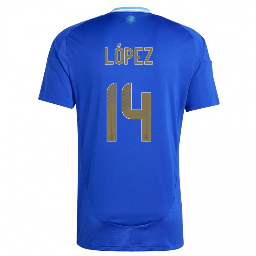 Kids Football Argentina Lautaro Lopez #14 Blue Away Jersey 24-26 T-Shirt Za