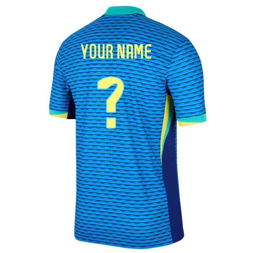 Kids Football Brazil Your Name #0 Blue Away Jersey 24-26 T-Shirt Za