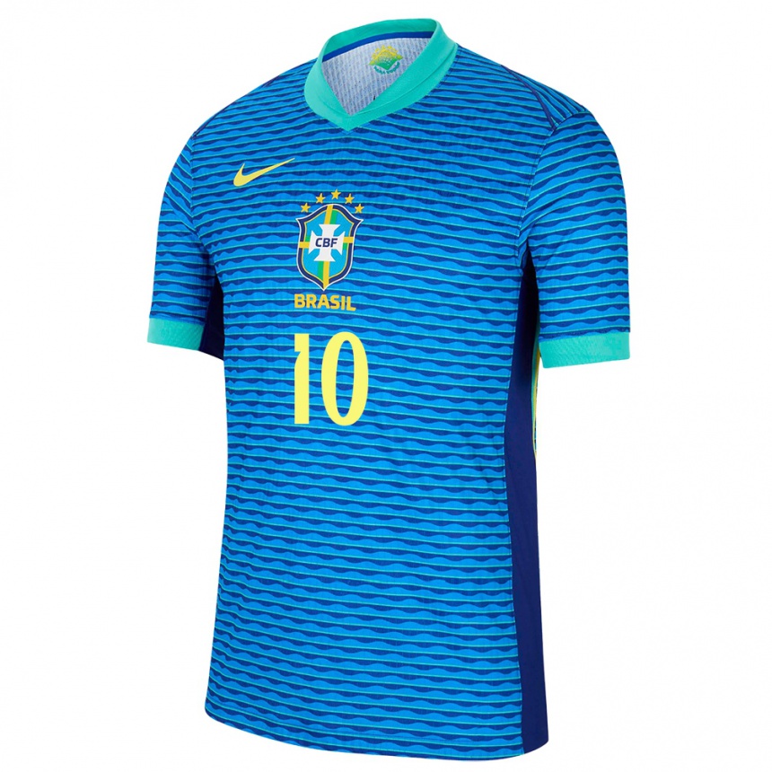 Kids Football Brazil Rodrygo #10 Blue Away Jersey 24-26 T-Shirt Za