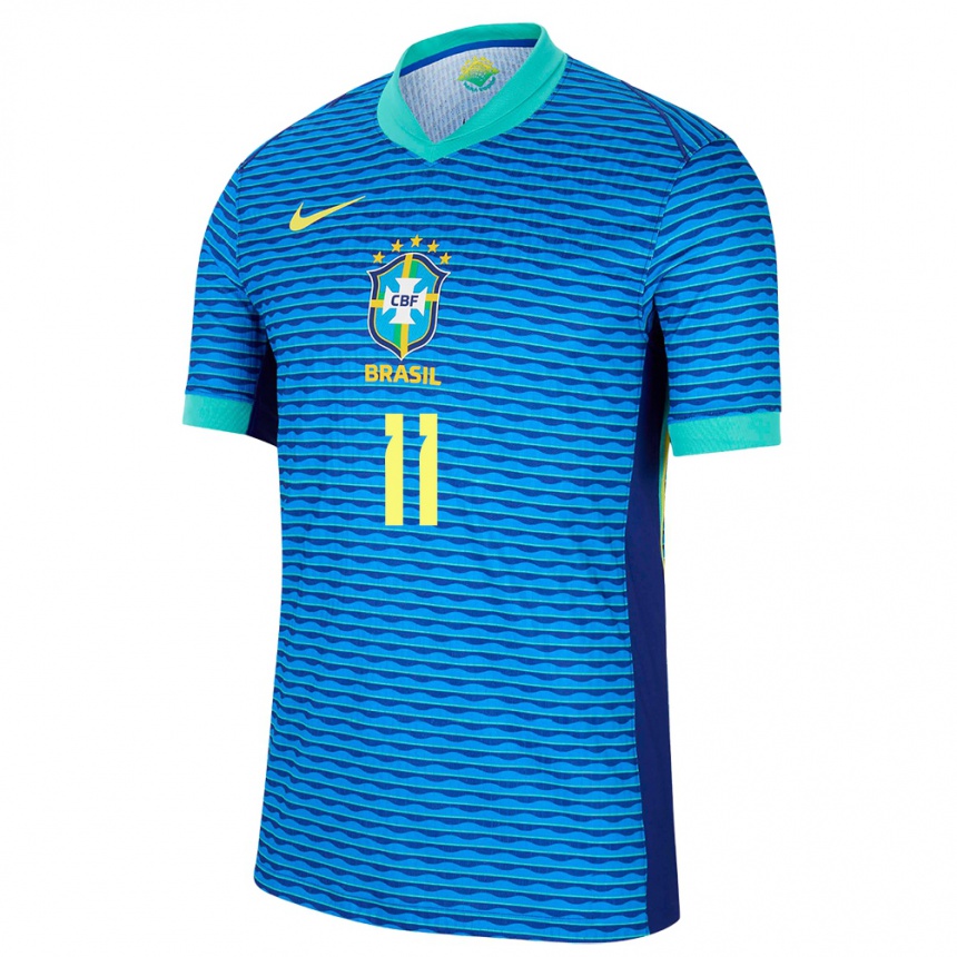 Kids Football Brazil Caio #11 Blue Away Jersey 24-26 T-Shirt Za