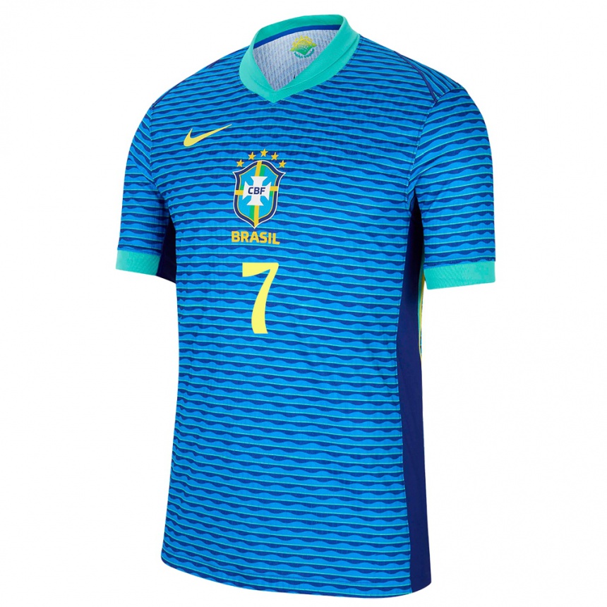 Kids Football Brazil Kayky #7 Blue Away Jersey 24-26 T-Shirt Za