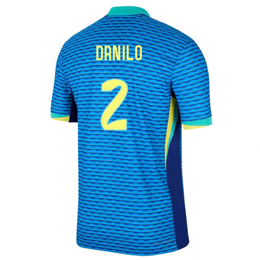 Kids Football Brazil Danilo #2 Blue Away Jersey 24-26 T-Shirt Za