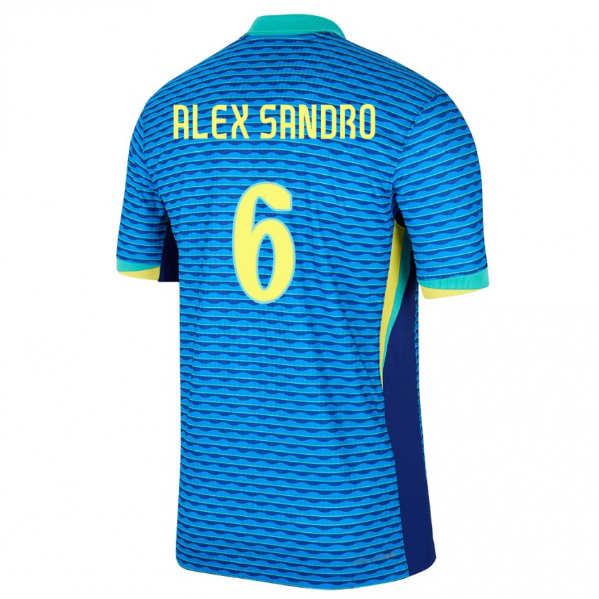 Kids Football Brazil Alex Sandro #6 Blue Away Jersey 24-26 T-Shirt Za