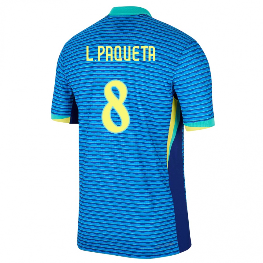 Kids Football Brazil Lucas Paqueta #8 Blue Away Jersey 24-26 T-Shirt Za