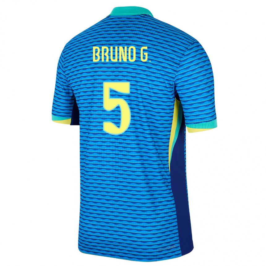 Kids Football Brazil Bruno Guimaraes #5 Blue Away Jersey 24-26 T-Shirt Za