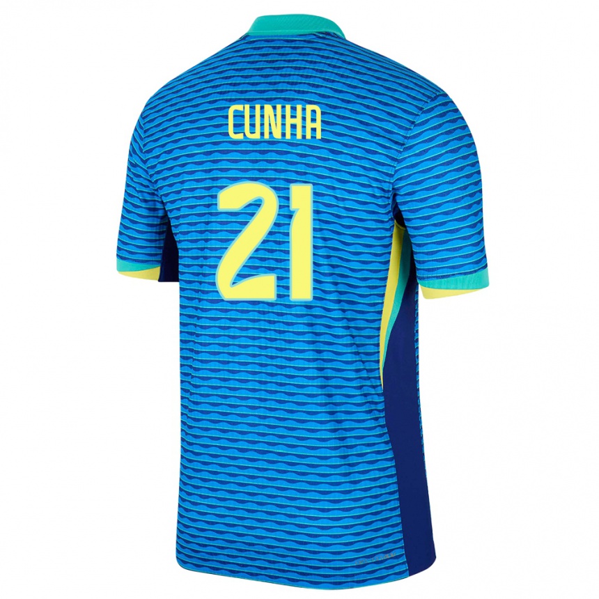 Kids Football Brazil Matheus Cunha #21 Blue Away Jersey 24-26 T-Shirt Za