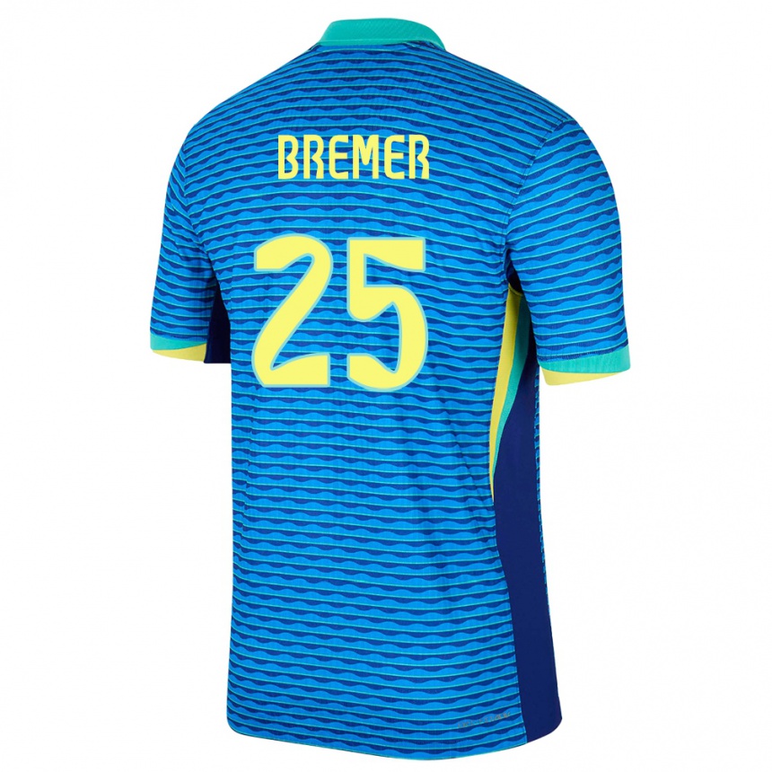 Kids Football Brazil Bremer #25 Blue Away Jersey 24-26 T-Shirt Za