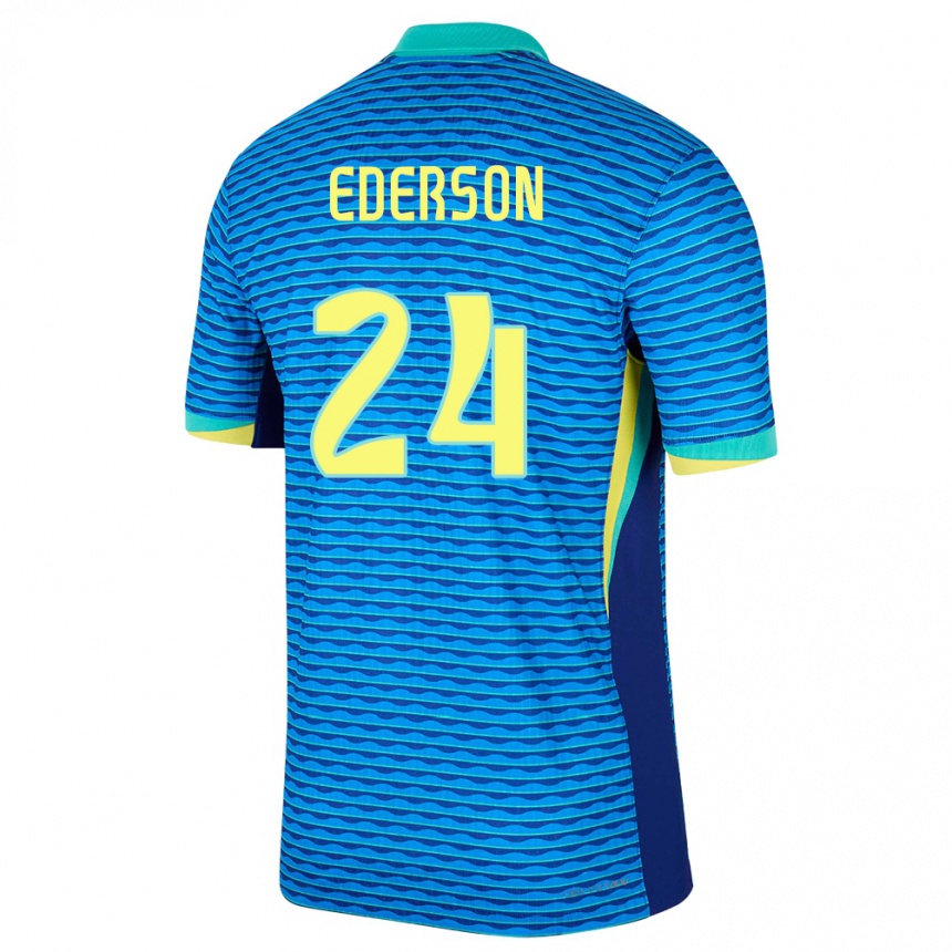 Kids Football Brazil Ederson #24 Blue Away Jersey 24-26 T-Shirt Za