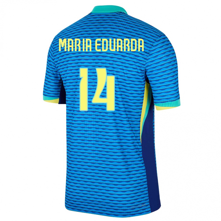 Kids Football Brazil Maria Eduarda #14 Blue Away Jersey 24-26 T-Shirt Za