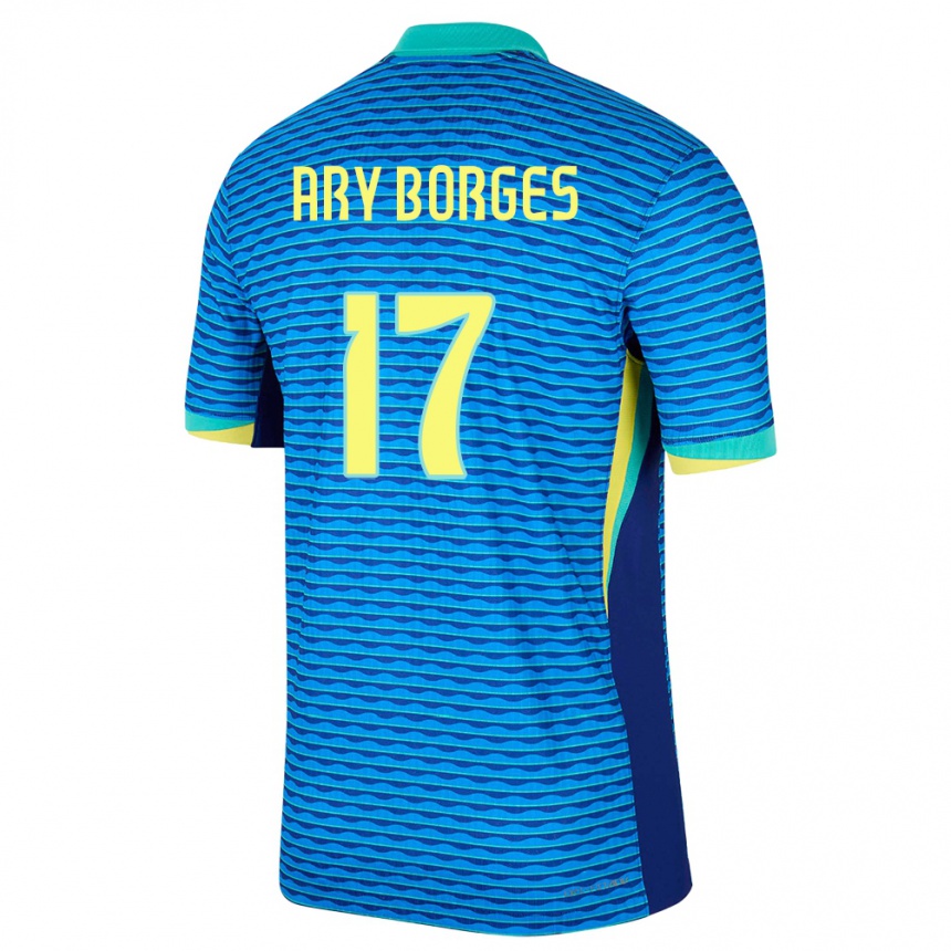 Kids Football Brazil Ary Borges #17 Blue Away Jersey 24-26 T-Shirt Za