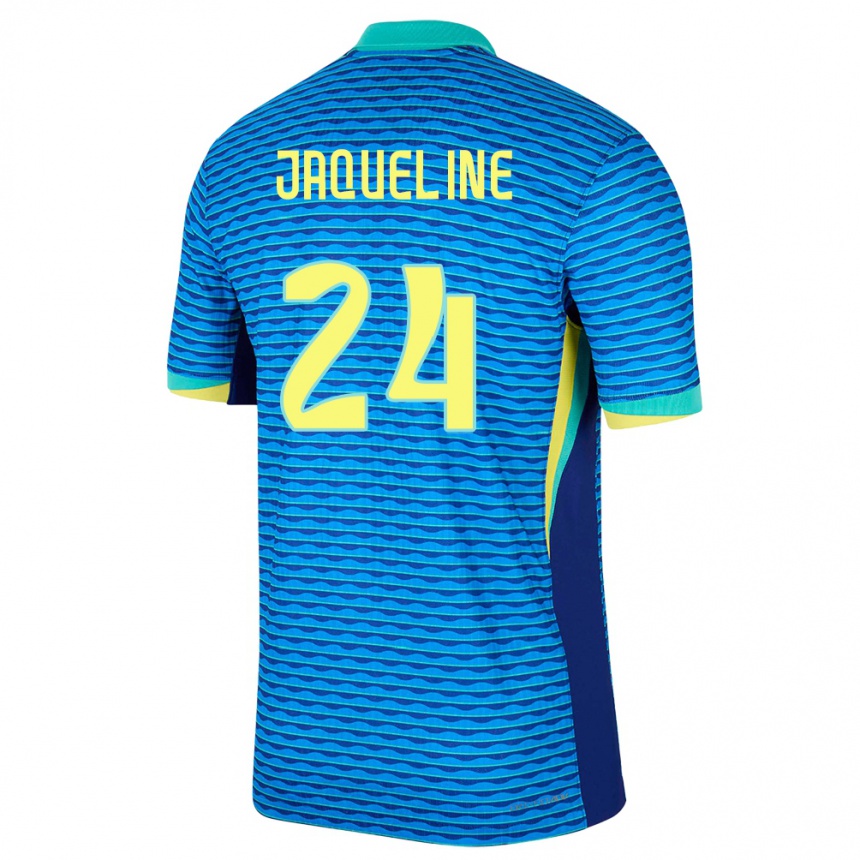 Kids Football Brazil Jaqueline #24 Blue Away Jersey 24-26 T-Shirt Za