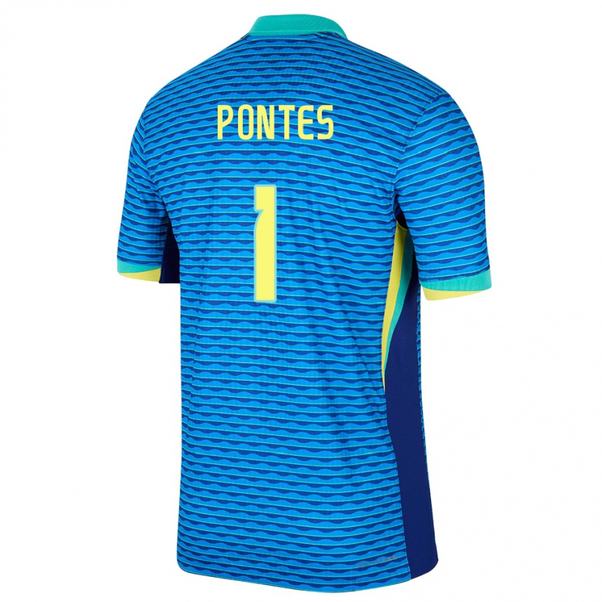 Kids Football Brazil Mycael Pontes #1 Blue Away Jersey 24-26 T-Shirt Za