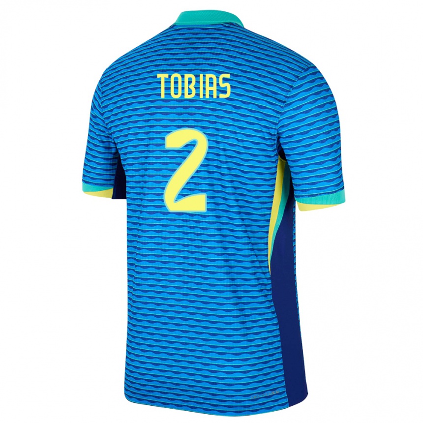 Kids Football Brazil Vinicius Tobias #2 Blue Away Jersey 24-26 T-Shirt Za