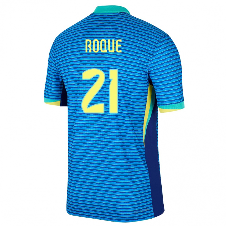 Kids Football Brazil Vitor Roque #21 Blue Away Jersey 24-26 T-Shirt Za