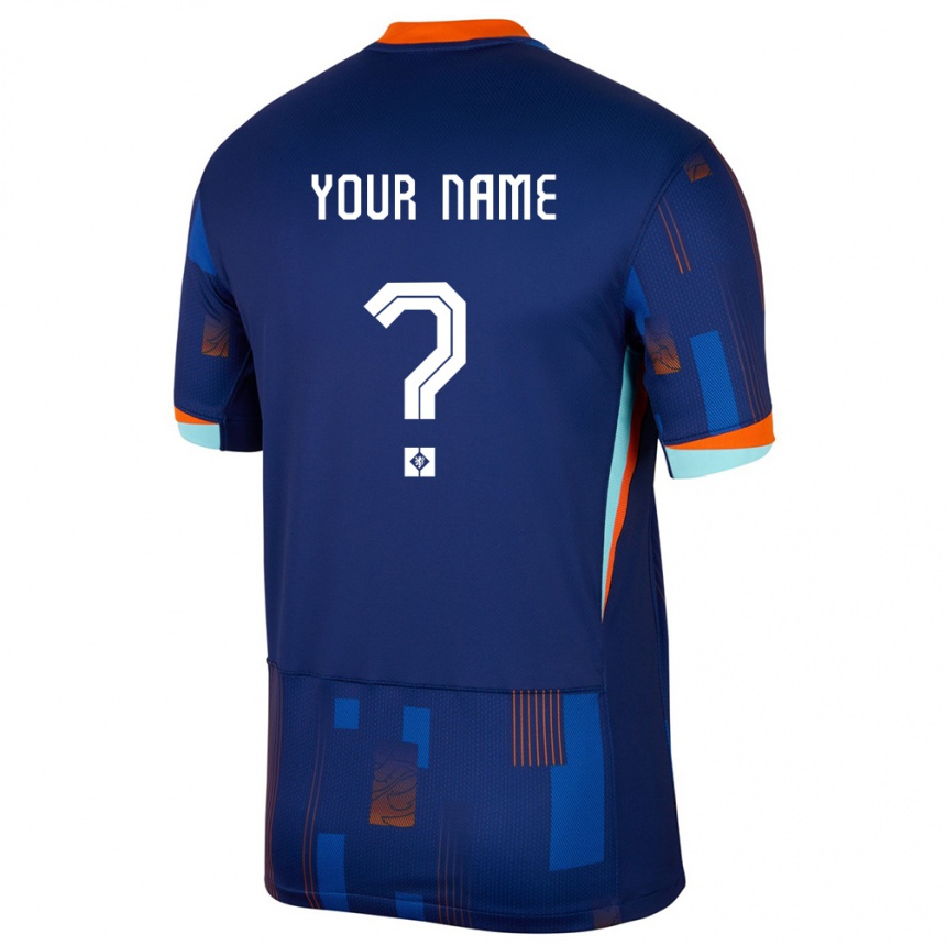 Kids Football Netherlands Your Name #0 Blue Away Jersey 24-26 T-Shirt Za