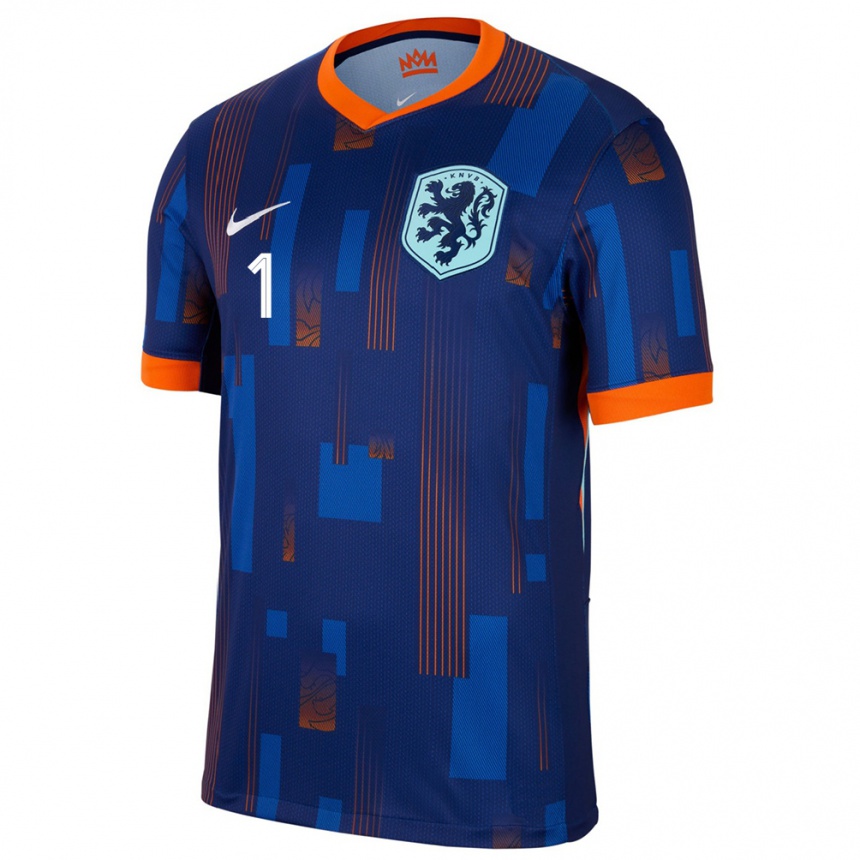 Kids Football Netherlands Remko Pasveer #1 Blue Away Jersey 24-26 T-Shirt Za