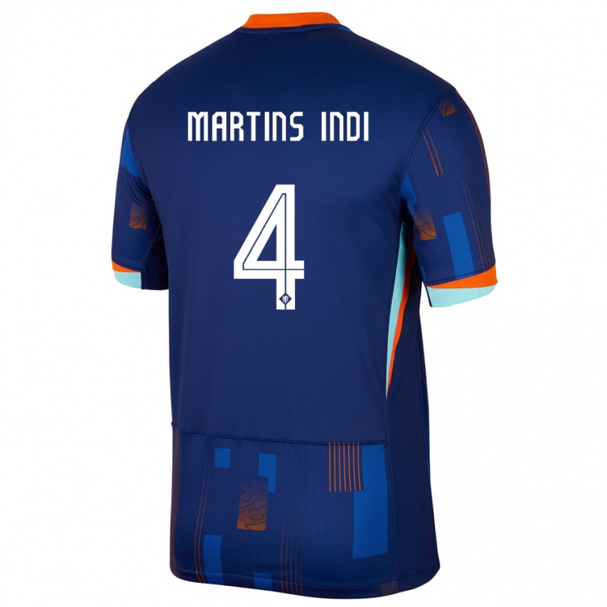 Kids Football Netherlands Bruno Martins Indi #4 Blue Away Jersey 24-26 T-Shirt Za