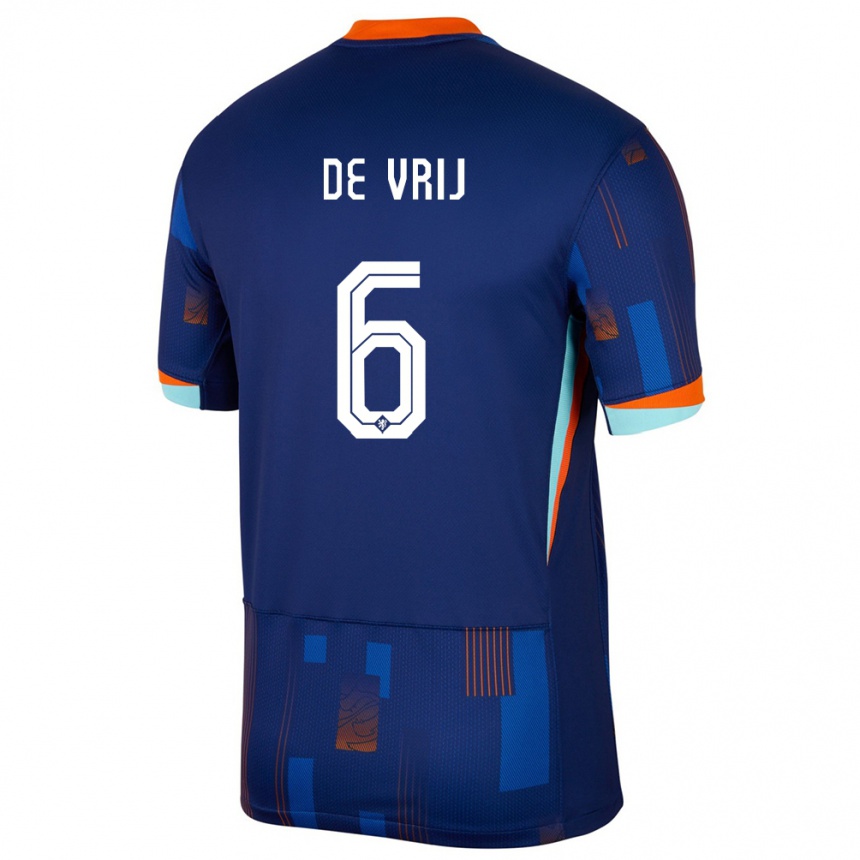 Kids Football Netherlands Stefan De Vrij #6 Blue Away Jersey 24-26 T-Shirt Za