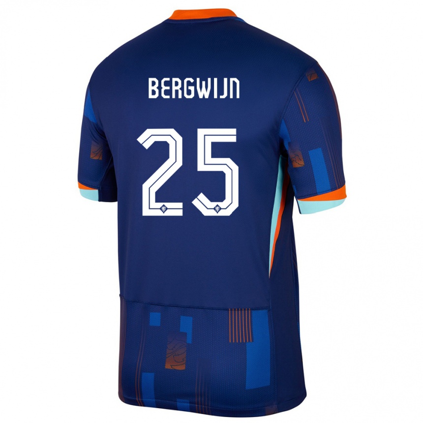 Kids Football Netherlands Steven Bergwijn #25 Blue Away Jersey 24-26 T-Shirt Za