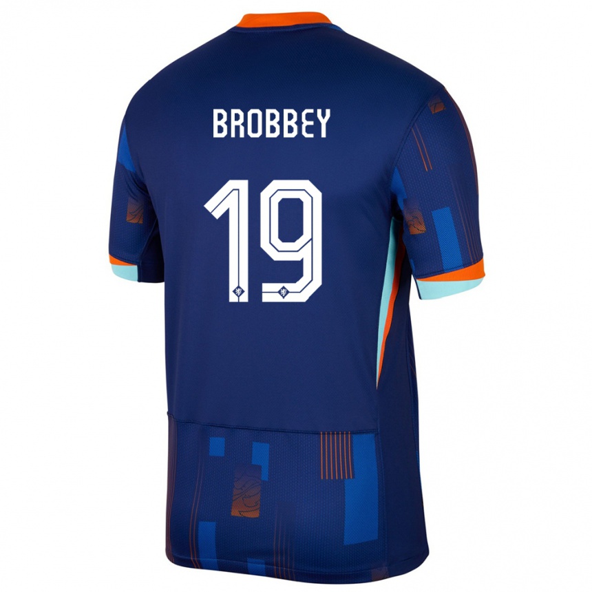 Kids Football Netherlands Brian Brobbey #19 Blue Away Jersey 24-26 T-Shirt Za