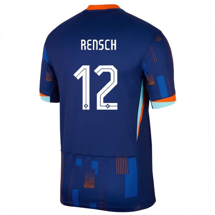 Kids Football Netherlands Devyne Rensch #12 Blue Away Jersey 24-26 T-Shirt Za