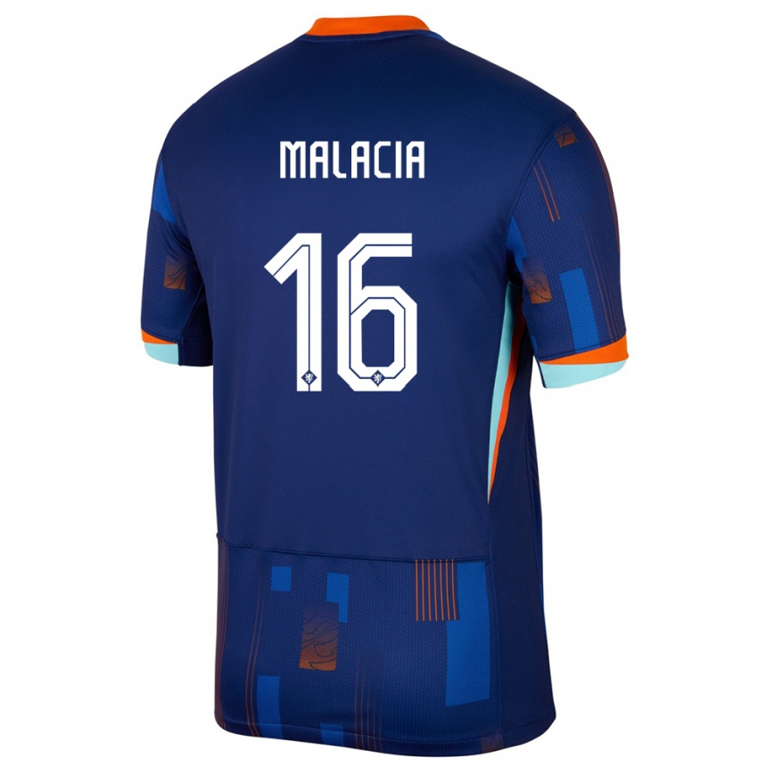 Kids Football Netherlands Tyrell Malacia #16 Blue Away Jersey 24-26 T-Shirt Za