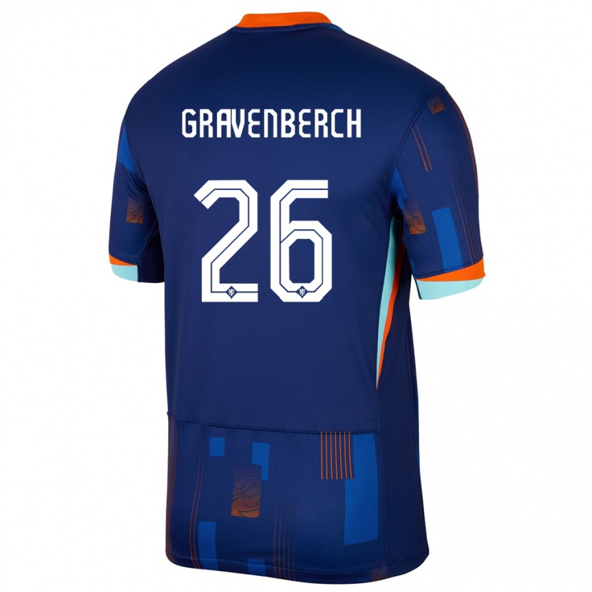 Kids Football Netherlands Ryan Gravenberch #26 Blue Away Jersey 24-26 T-Shirt Za