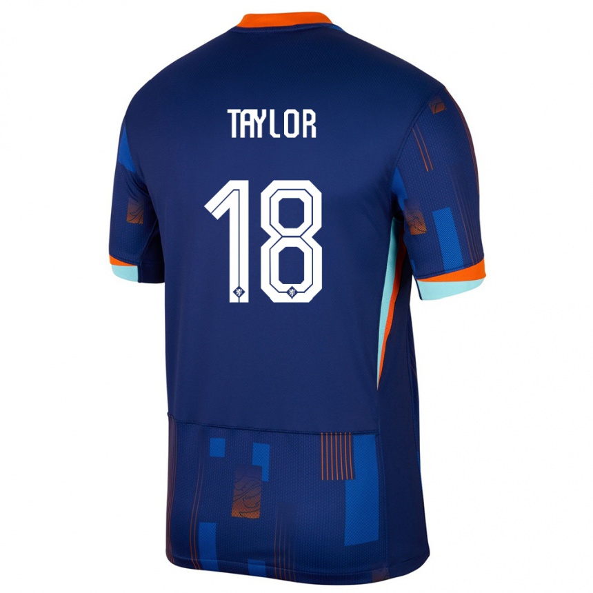 Kids Football Netherlands Kenneth Taylor #18 Blue Away Jersey 24-26 T-Shirt Za