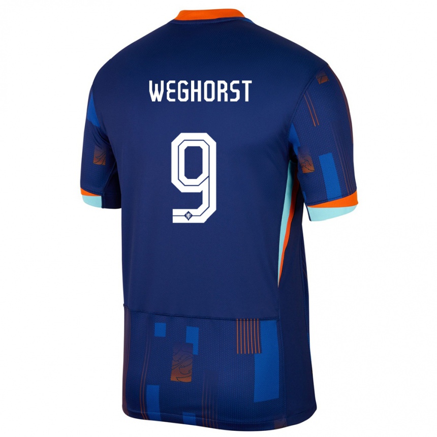 Kids Football Netherlands Wout Weghorst #9 Blue Away Jersey 24-26 T-Shirt Za