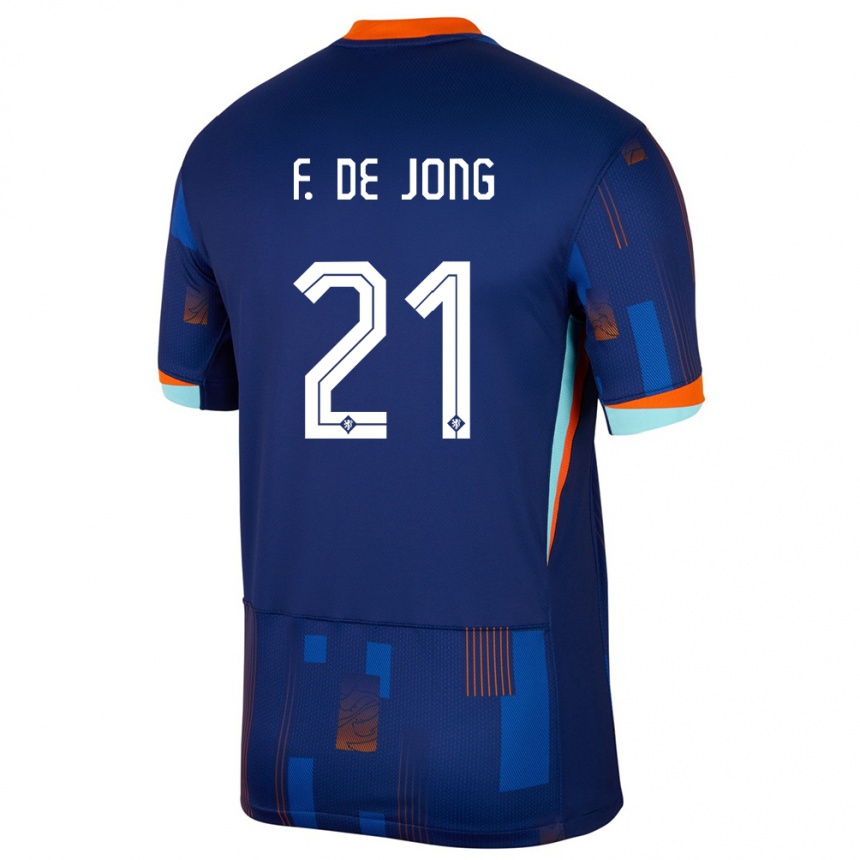 Kids Football Netherlands Frenkie De Jong #21 Blue Away Jersey 24-26 T-Shirt Za