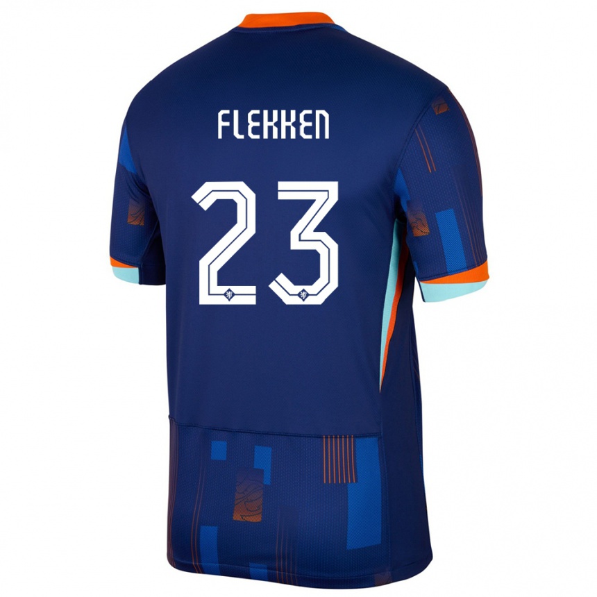 Kids Football Netherlands Mark Flekken #23 Blue Away Jersey 24-26 T-Shirt Za