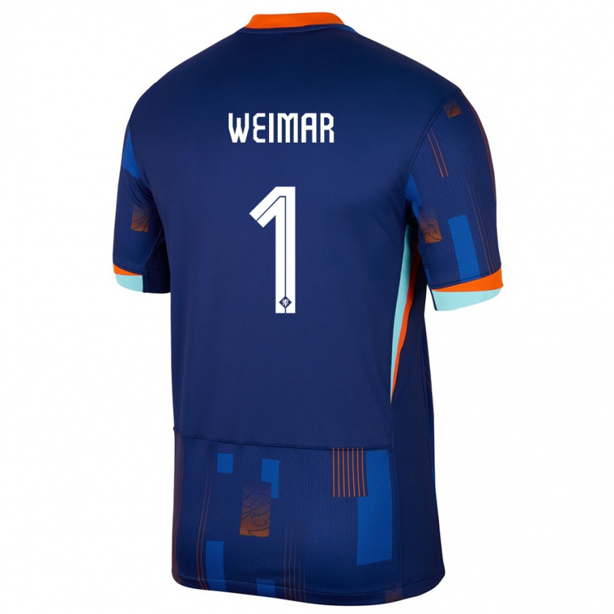 Kids Football Netherlands Jacintha Weimar #1 Blue Away Jersey 24-26 T-Shirt Za