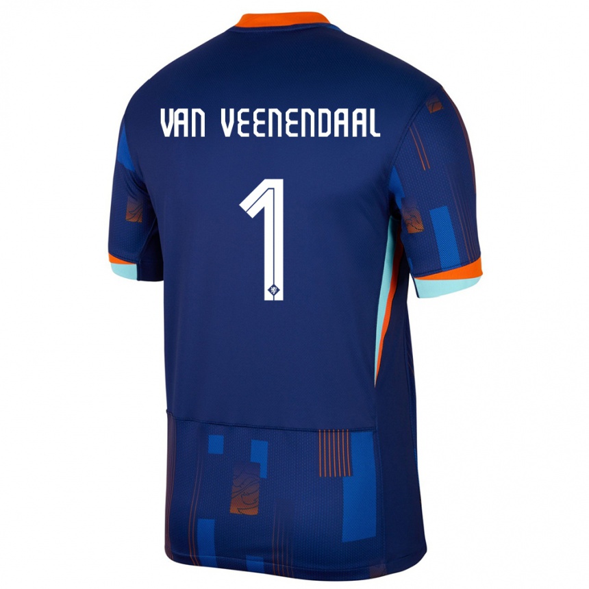 Kids Football Netherlands Sari Van Veenendaal #1 Blue Away Jersey 24-26 T-Shirt Za