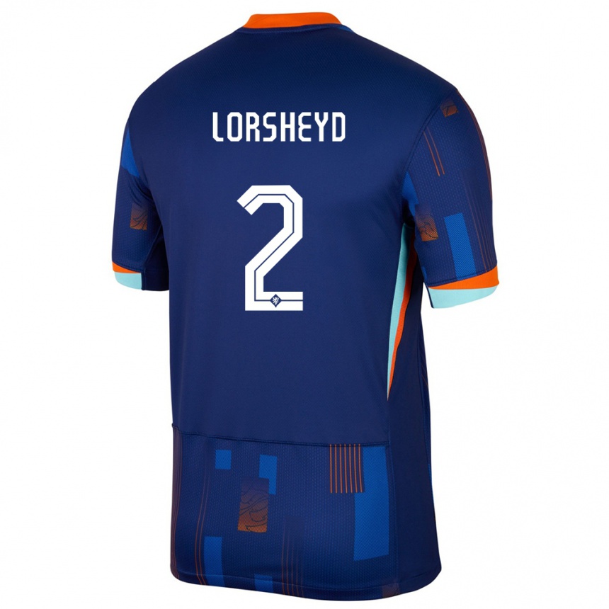 Kids Football Netherlands Barbara Lorsheyd #2 Blue Away Jersey 24-26 T-Shirt Za