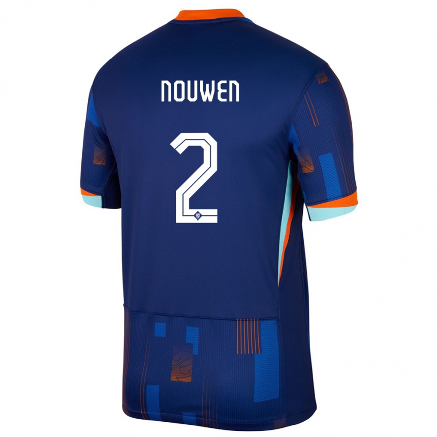 Kids Football Netherlands Aniek Nouwen #2 Blue Away Jersey 24-26 T-Shirt Za