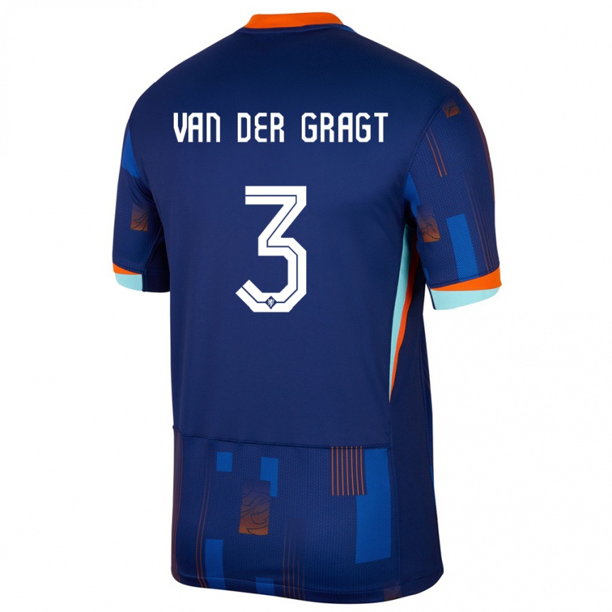 Kids Football Netherlands Stefanie Van Der Gragt #3 Blue Away Jersey 24-26 T-Shirt Za