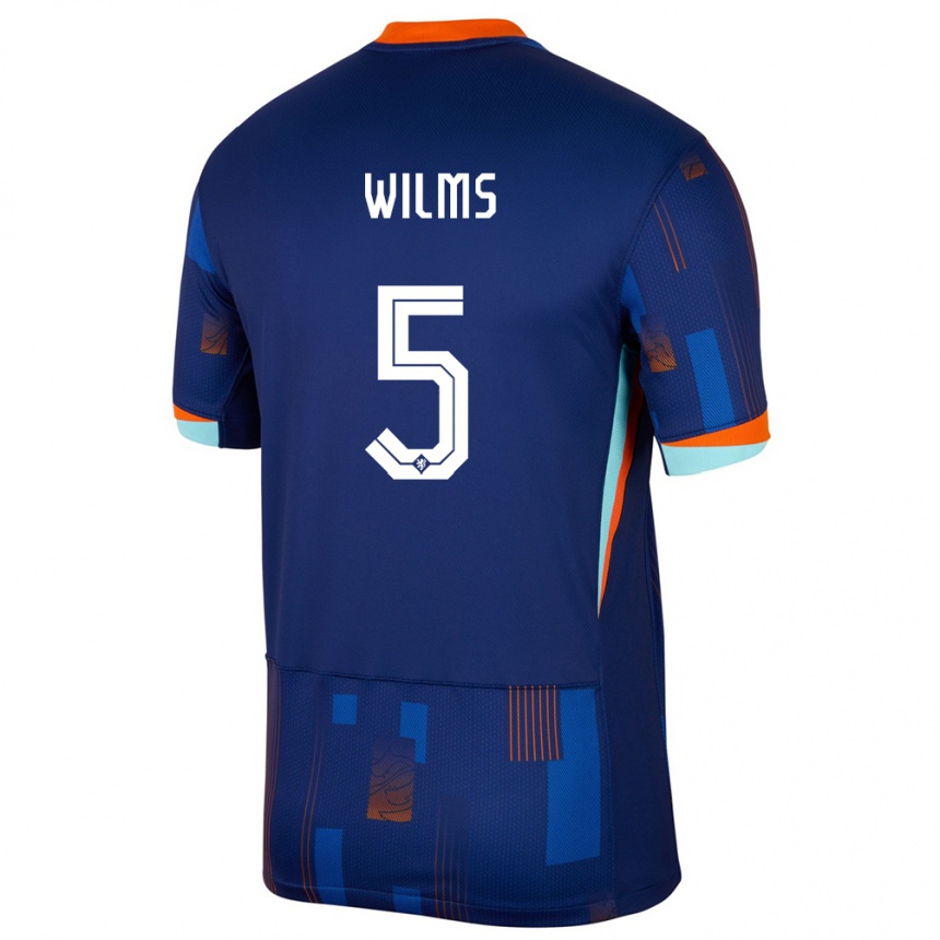 Kids Football Netherlands Lynn Wilms #5 Blue Away Jersey 24-26 T-Shirt Za