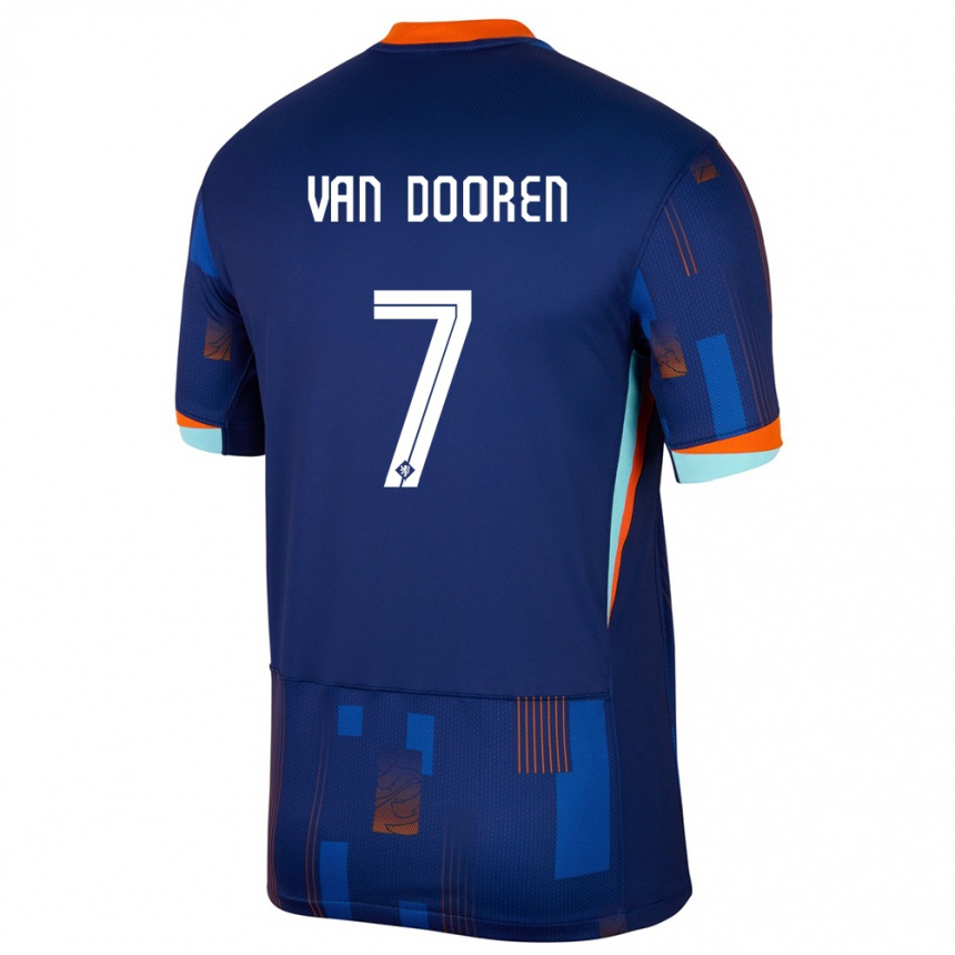 Kids Football Netherlands Kayleigh Van Dooren #7 Blue Away Jersey 24-26 T-Shirt Za