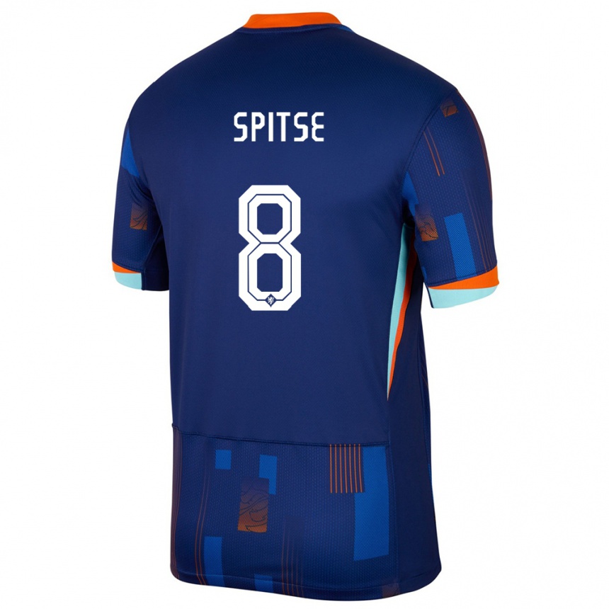 Kids Football Netherlands Sherida Spitse #8 Blue Away Jersey 24-26 T-Shirt Za