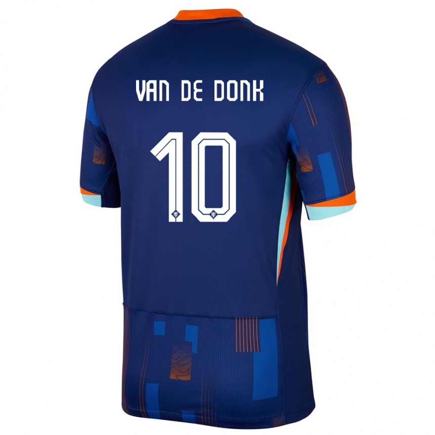 Kids Football Netherlands Danielle Van De Donk #10 Blue Away Jersey 24-26 T-Shirt Za