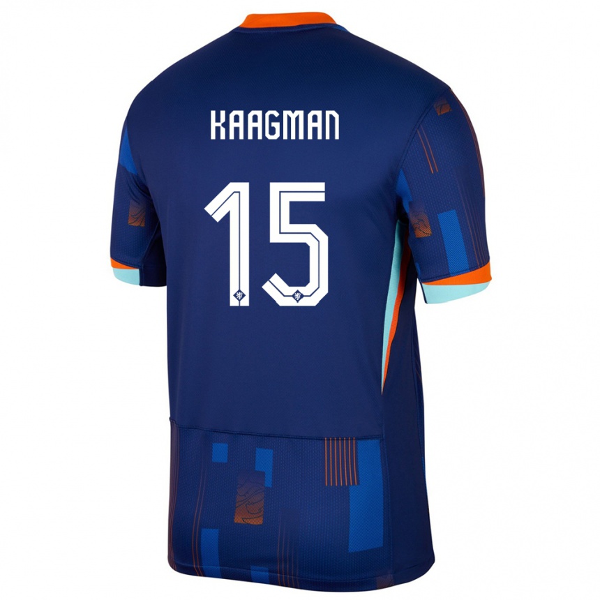 Kids Football Netherlands Inessa Kaagman #15 Blue Away Jersey 24-26 T-Shirt Za