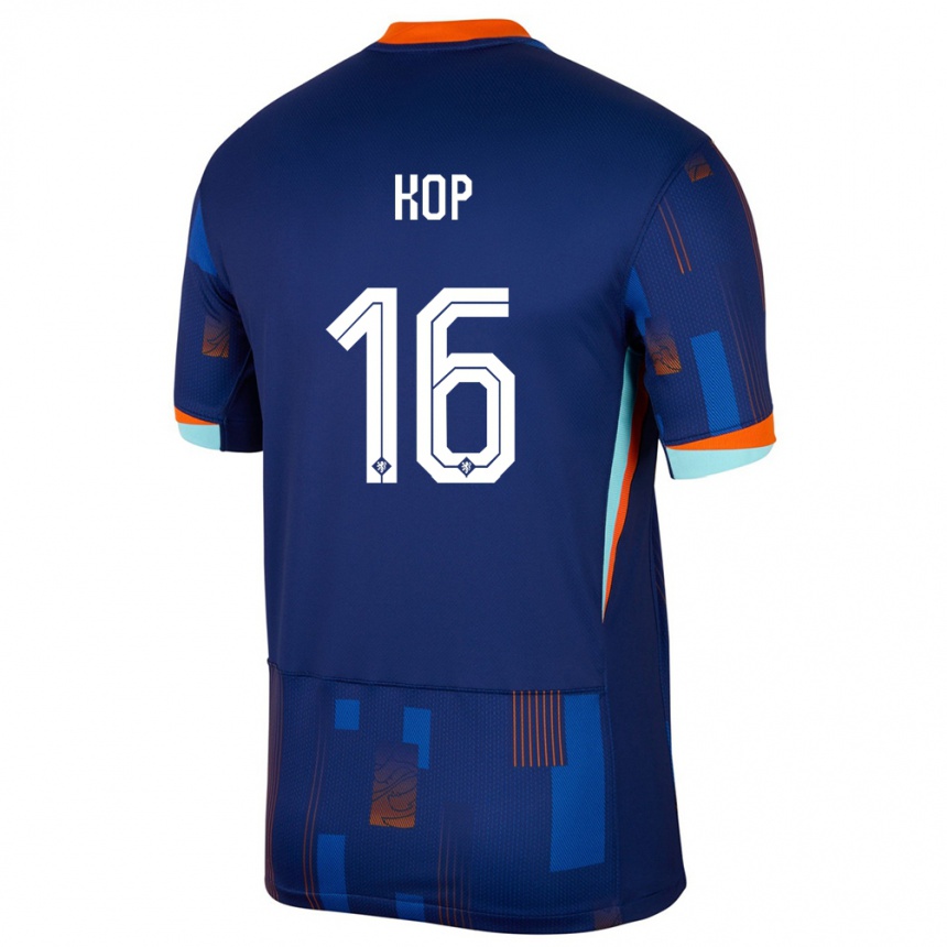 Kids Football Netherlands Lize Kop #16 Blue Away Jersey 24-26 T-Shirt Za