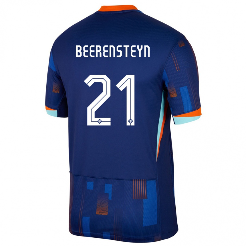 Kids Football Netherlands Lineth Beerensteyn #21 Blue Away Jersey 24-26 T-Shirt Za