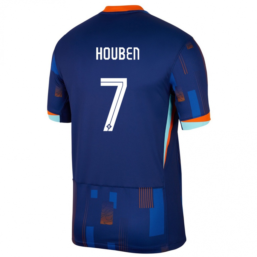 Kids Football Netherlands Iggy Houben #7 Blue Away Jersey 24-26 T-Shirt Za